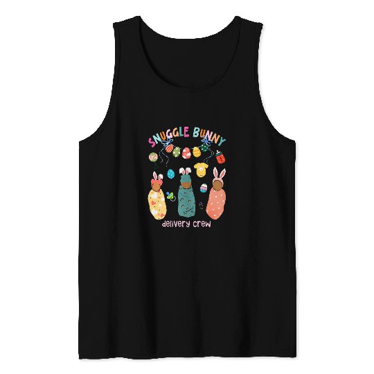 Snuggle Bunny Delivery Crew Happy Easter Day LD nurses Tank Tops