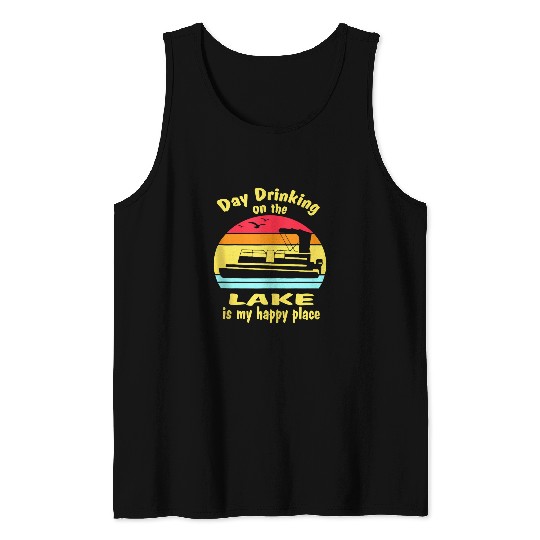 Mens Pontoon Captain Tee Decor Boat Life Day Drinking vintages Tank Tops