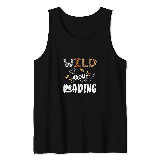 Wild About Reading Reader Lover Animals giraffe leopard Tank Tops