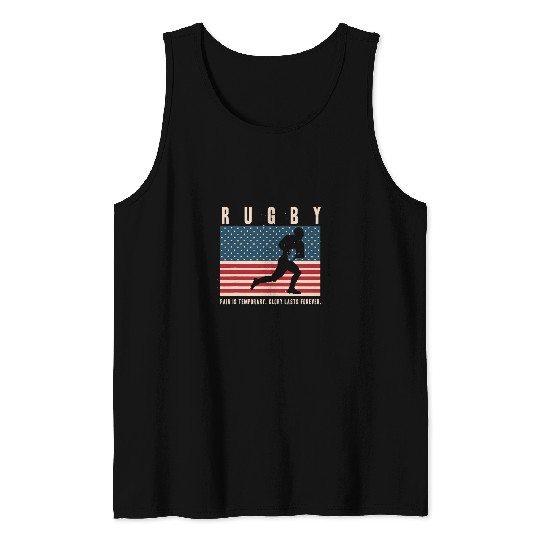 Distressed Rugby USA Pain Is Temporary Glory Lasts Forever Tank Tops