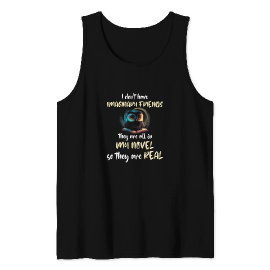 Writer Owl Writing Imaginary Friends Reading Book Lover Tank Tops