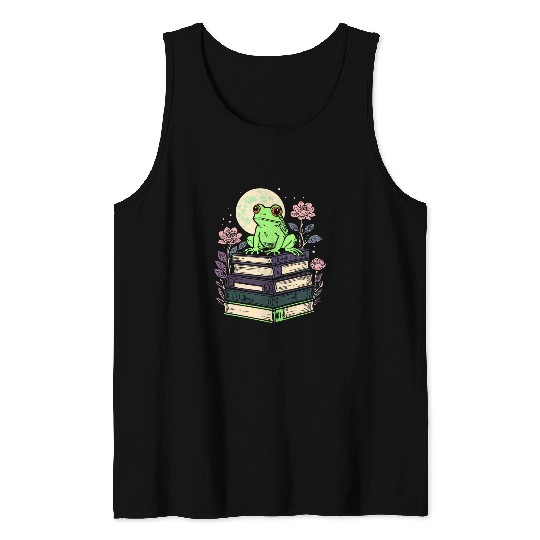 Literary Botanical Art Cottagecore Frog Tank Tops
