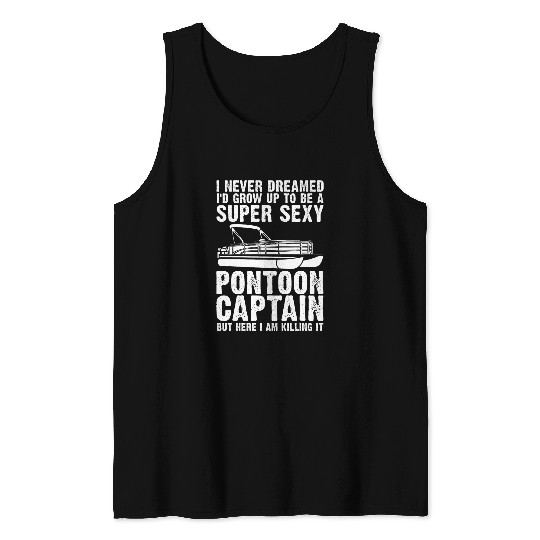 Funny Sexy Pontoon Captain Gift For Men Cool Pontoon Boat 2 Tank Tops