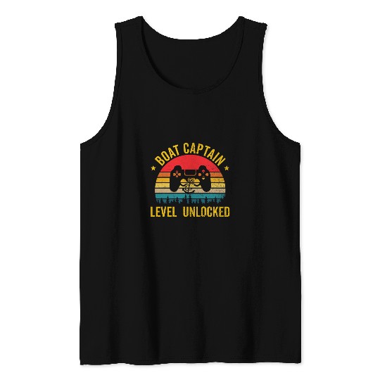 Boat Captain Level Unlocked Gaming Video Games Sailor Owner Tank Tops