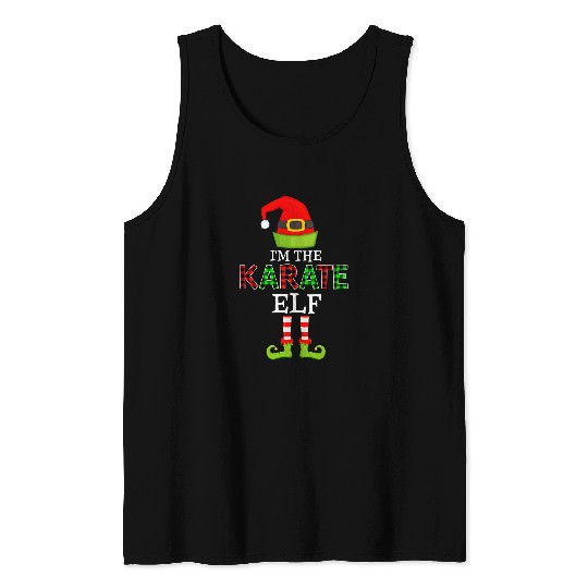 Christmas Matching Outfits for Holiday Im the Karate Elf Tank Tops