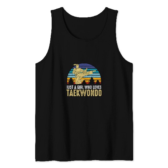 Funny Karate Martial Fight Warrior Taekwondo Girl Headkick Tank Tops