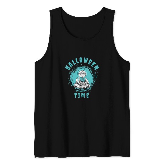 Halloween Time Creepy Freaky Robot Computer Scientist Nerd Coder Tank Tops