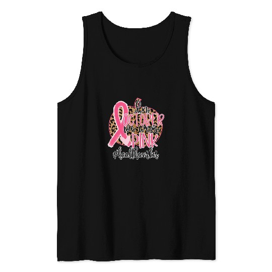 In October We wear Pink health worker Pumpkin Leopard Tank Tops