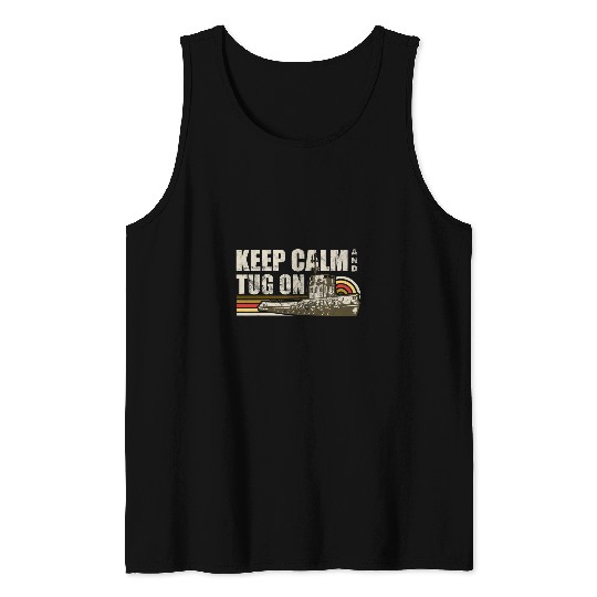 Mens Retro Tugboat Captain Keep Calm Tug Boat Tank Tops
