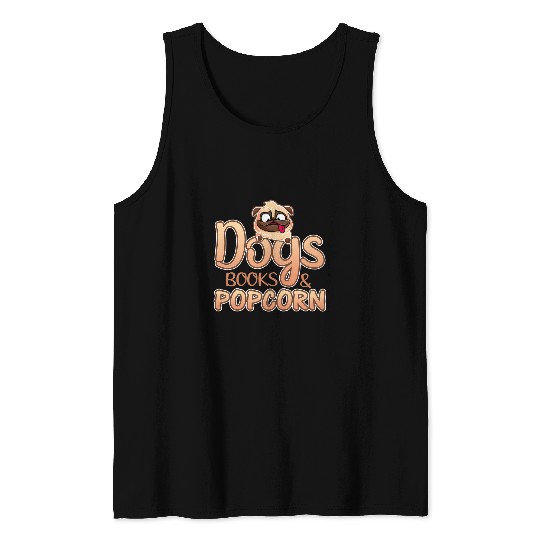 Book Lover Dogs Books and Popcorn Tank Tops