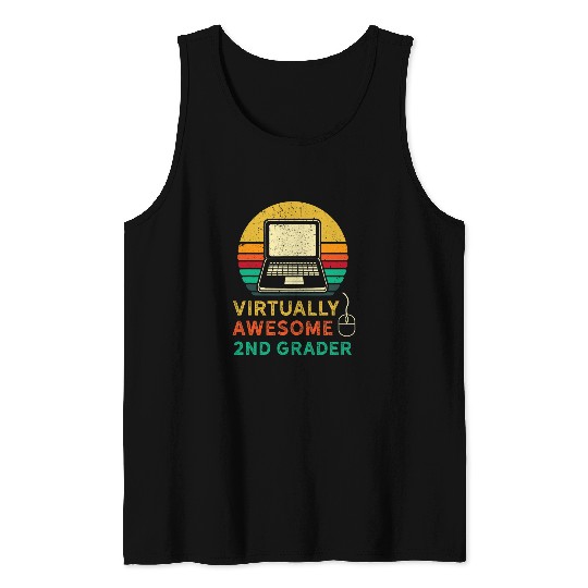 Zooming Awesome Virtual ELEarning 2nd Grade Back to School Tank Tops