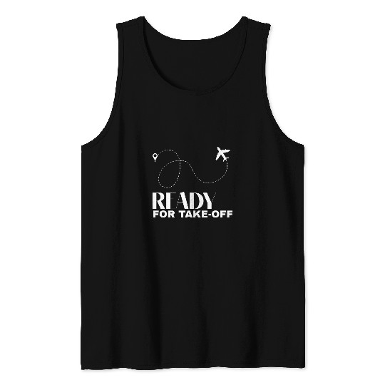 Ready for takeoff airplane route map flight Tank Tops