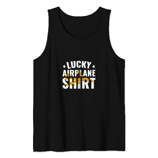 Mens Funny Airplane Pilot Lucky Airplane Do Not Wash Tank Tops