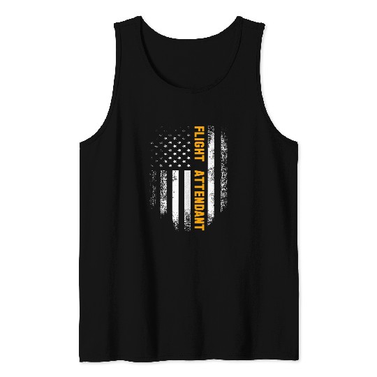 vintages Flight Attendant With American Flag Pilot Tank Tops