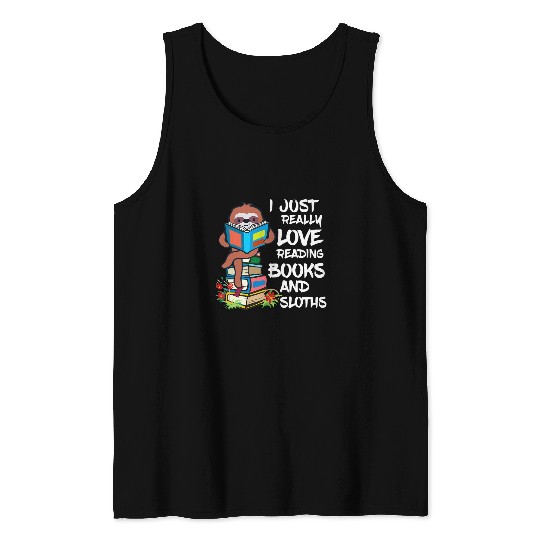 Book Lover Kids Sloth Lover Book Reading Tank Tops