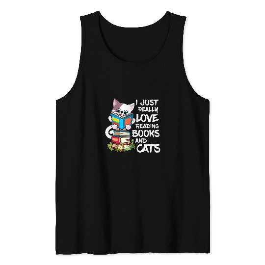 Book Lover Kids Cat Lover Book Reading 1 Tank Tops