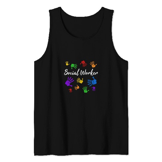 Social Worker Rainbow Hands Inspirational Quote Social Work Tank Tops