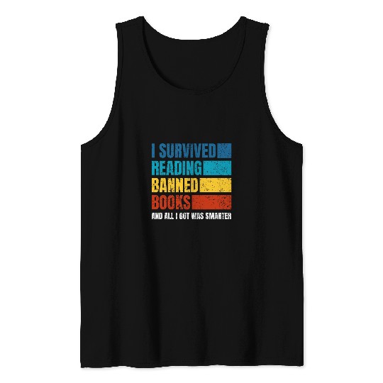 I Survived Reading Banned Books Funny vintages Book Lover Tank Tops