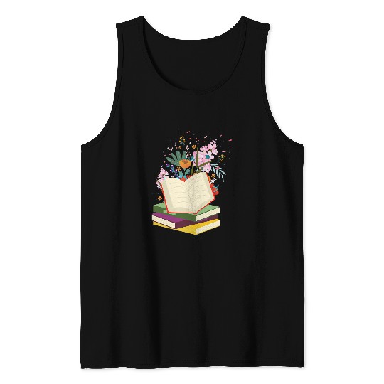 book lovers wildflowers books reading cute floral readers Tank Tops