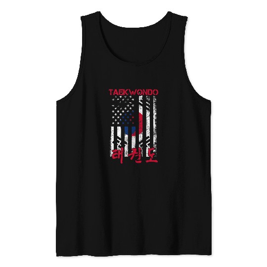 Taekwondo Martial Arts Gift American Korean Flag Tank Tops