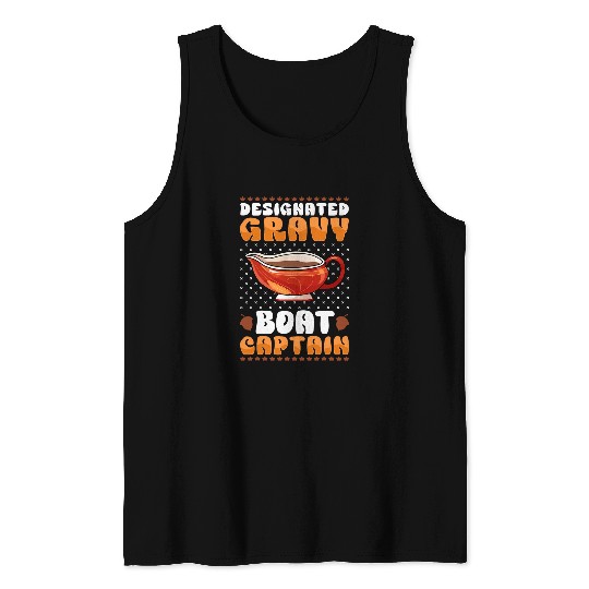 Funny Thanksgiving Gravy Boat Captain Ugly Sweater Yam Party Tank Tops