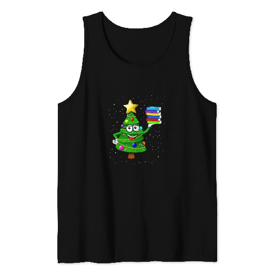 Cute christmas library tree gift librarian and book 2 Tank Tops