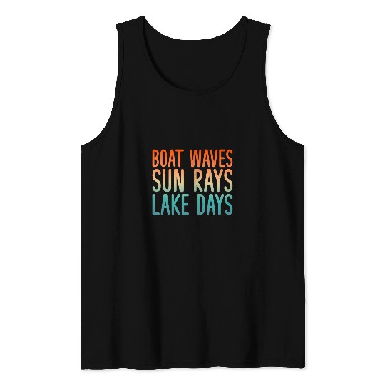 Boat Waves Sun Rays Lake Days Summer Vacation Family Tank Tops