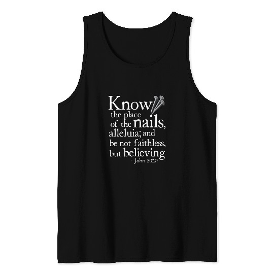 Book of John Bible Scripture 20 Crucifixion Nails of Jesus Tank Tops