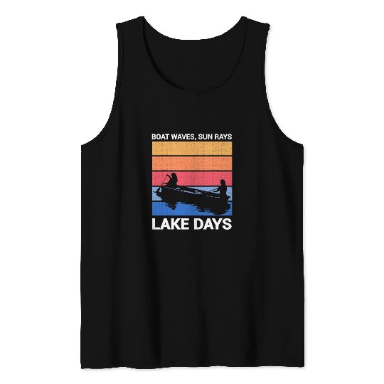 Boat Waves Sun Rays Lake Days Summer Tee Lake Tank Tops