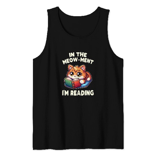 Reading Book Cat For Library Reading Teacher Tank Tops