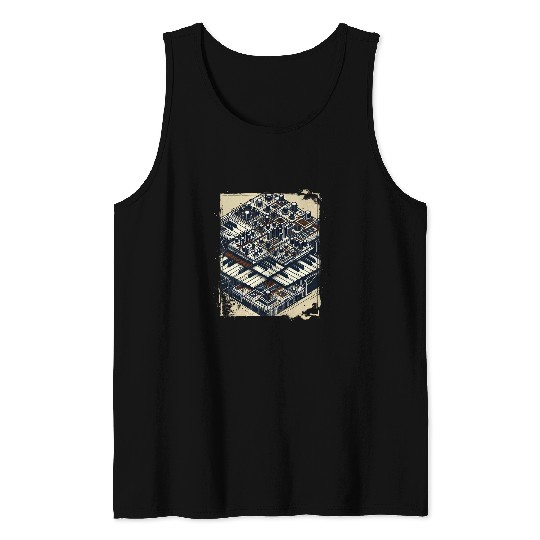 Cool Synthesizer 80s vintagess Tank Tops