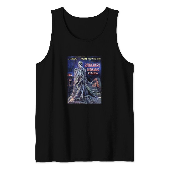 Skull Grim Reaper Halloween Horror vintages Comic Book Retro Tank Tops