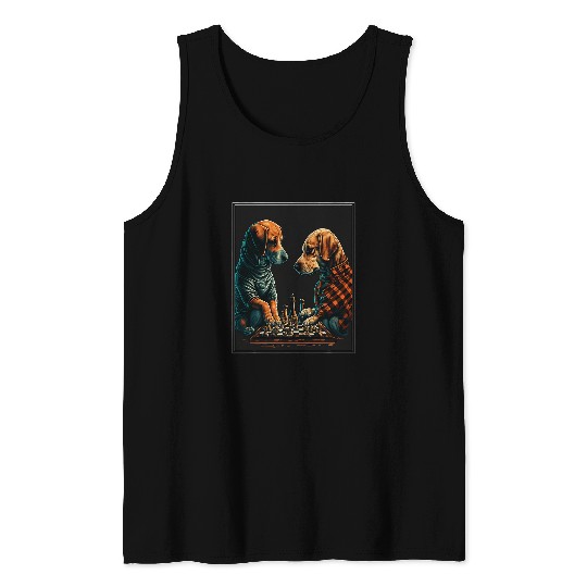 Dog Labrador Chess Player Lady King Tank Tops