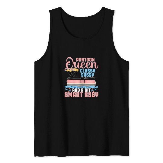 Pontoon Queen Gift For Pontoon Boating Mom Women Girl Lover 3 Tank Tops