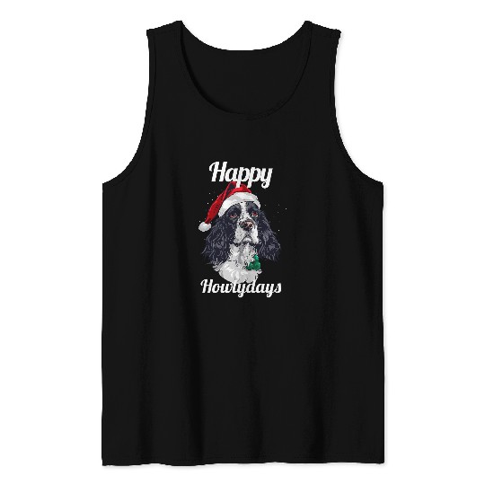 Dog Christmas English Springer Spaniel Happy Howlydays Tank Tops