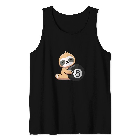 Sloth Billiard Cute Sloth Holding Billiard Ball Sport Tank Tops