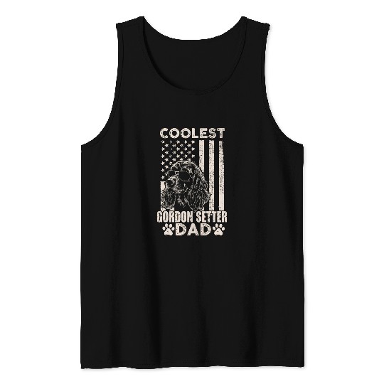 Coolest Gordon Setter Dad vintagess American Flag Fathers Day Tank Tops