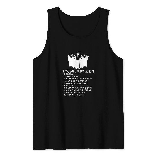 Reading Book Literature Bookworm Learning Libraries Tank Tops