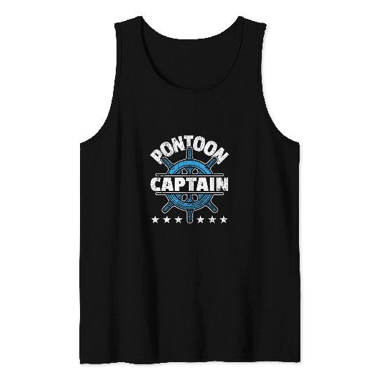 Skipper Pontoon Boating I Pontoon Boat Captain Tank Tops