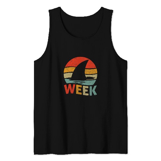 2024 Week Retro Shark Fin Lover Sea Ocean Animal Summer Trip 6 Tank Tops
