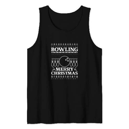 Bowling Merry Christmas Design Tank Tops