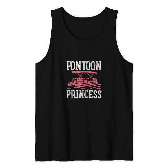 Pontoon Princess Boat Captain Lake Boating vintages Gift Tank Tops