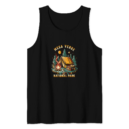 Camping Forest Tent CampFires Retro Mesa Verde National Park Tank Tops