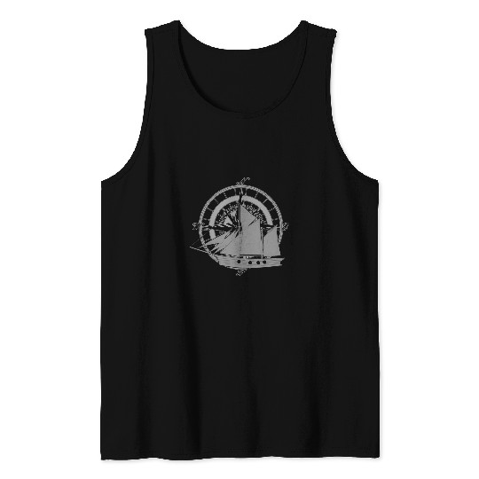 Skipper Compass Sailor Captain Nautical Sail Boat Sailing Tank Tops