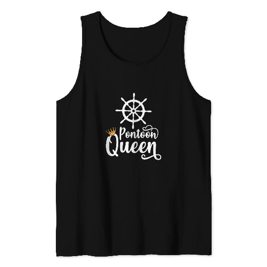 Pontoon Queen Funny Pontoon Boat Lover Girls Boating Summer Tank Tops