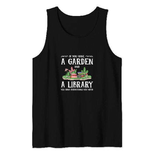 Garden Library Bookworm Book Lover Tank Tops
