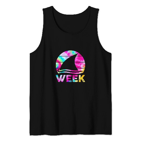 2024 Week Retro Shark Fin Lover Sea Ocean Animal Summer Trip 1 Tank Tops