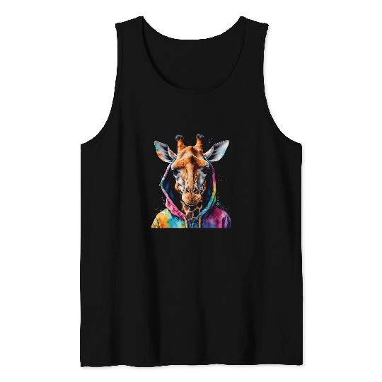 Giraffe Hoodie Colorful Funny Animal Art Print Graphic Tank Tops