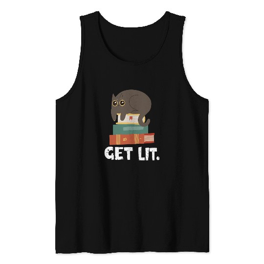 Book Readers Get Lit Reading Books Funny Cat Lovers 1 Tank Tops