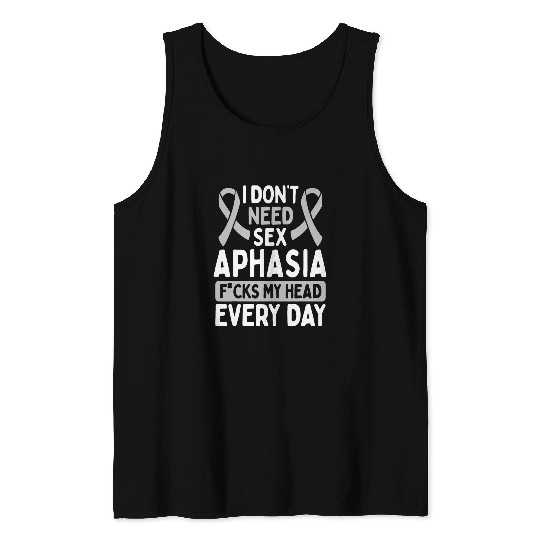 Aphasia Awareness Rehabilitation Warrior Grey Aphasia Ribbon Tank Tops